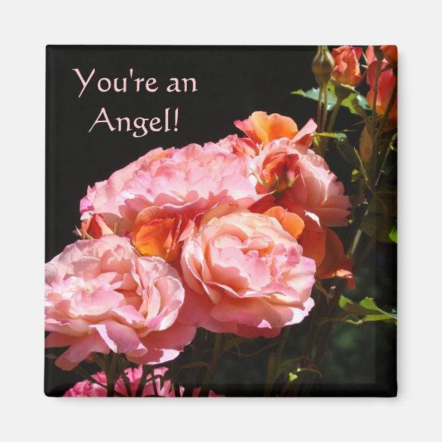 Du är en ängel! magnet Rosa Rosbukett (Framsidan)