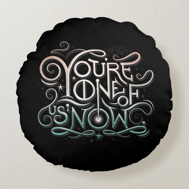 Du är en av oss nu färgstark grafik rund kudde (Framsidan)