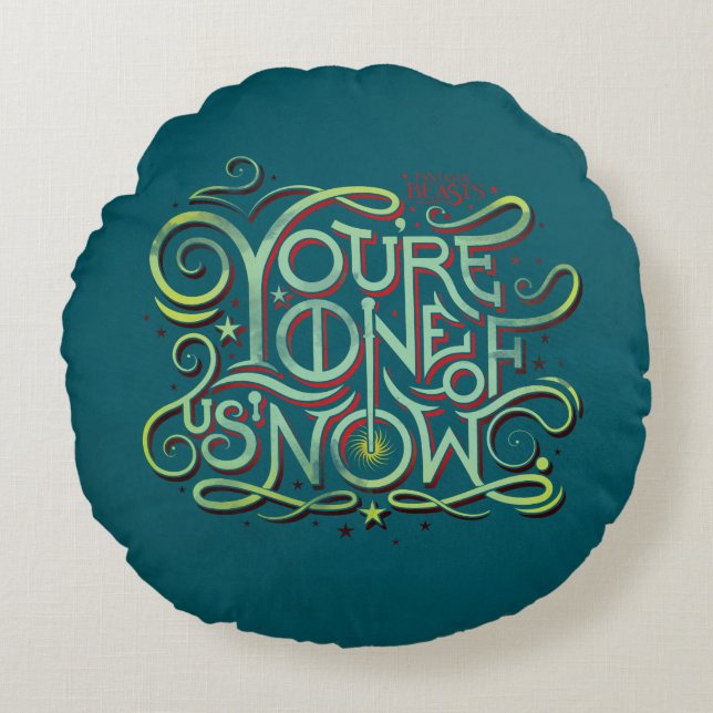Du är en av oss nu Grönt Graphic Rund Kudde (Framsidan)