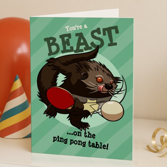Du är en Beast! Ping Pong Binturong Bearcat Hälsningskort (Skapare uppladdad)