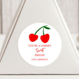 Du är en Cherry Sweet Friend Valentine Runt Klistermärke