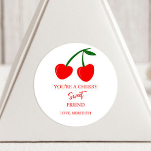 Du är en Cherry Sweet Friend Valentine Runt Klistermärke