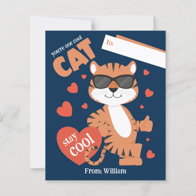 Du är en Coola Katt Kids Valentinkort (Framsida)