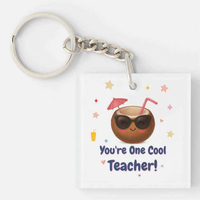 Du är en Coola Lärare-Cute Coconut Keychain Gift (Framsidan)