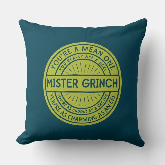 Du är en elak en herr Grinch Kudde (Framsida)