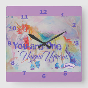 Du är en enastående enhörning! Rainbow Girls Clock Fyrkantig Klocka