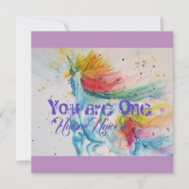 Du är en enastående enhörning! Regnbåge, vattenfär (Framsida)