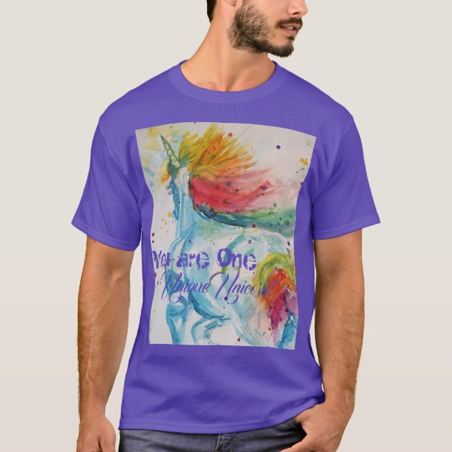 Du är en enastående enhörning! Regnbåge, vattenfär T Shirt (Framsida)