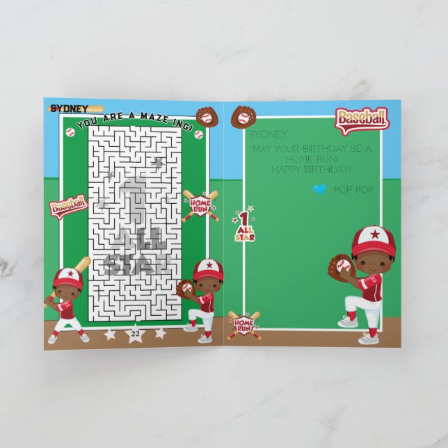 Du Är En Förvirrande Svart Pojkar Baseboll Födelse Kort (Inuti)