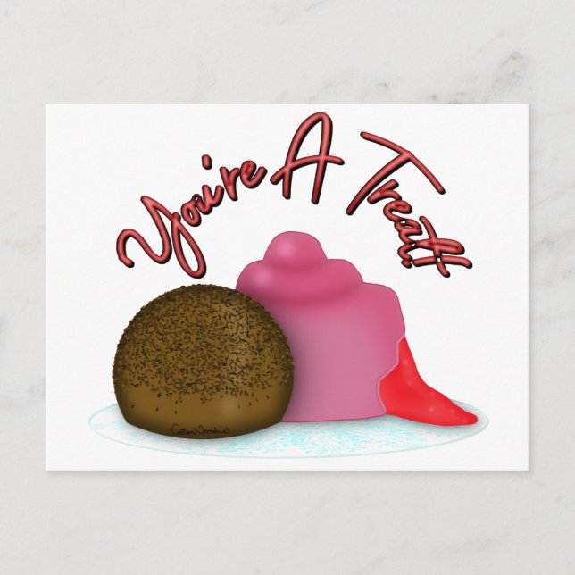 Du är en godsak Fylld Jordgubb till Alla Hjärtans  Vykort (Framsida)