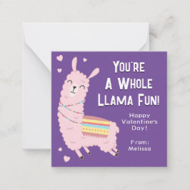 Du är en hel Llama Roligt Classroom Alla hjärtans  Anteckningskort