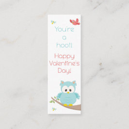 Du är en Hoot! Uggla Valentine Bookmark Mini Visitkort