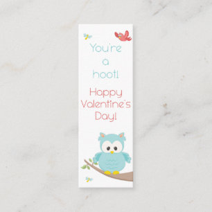 Du är en Hoot! Uggla Valentine Bookmark Mini Visitkort