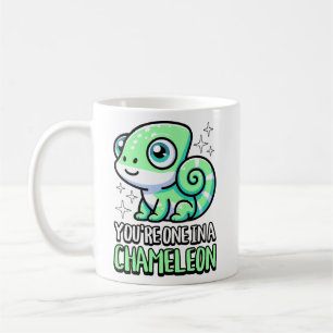 Du är en i en Chameleon! Cute Chameleon Pun Kaffemugg