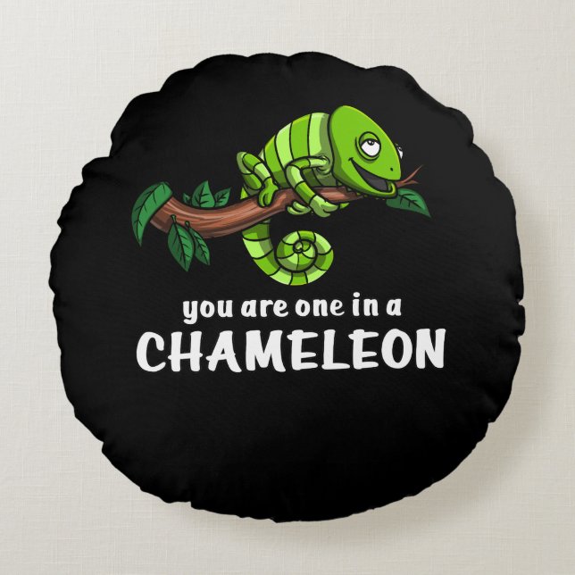 Du är en i en Chameleon-slödla Rund Kudde (Framsidan)
