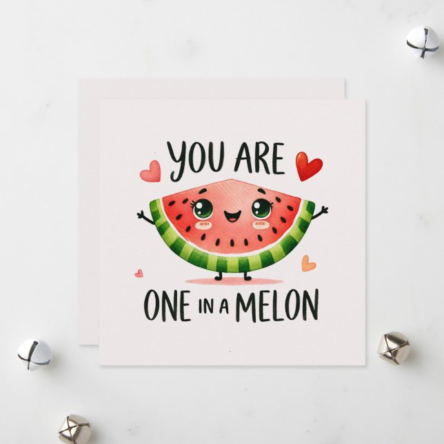 Du är en i en Melon - Cute Watermelon Julkort (Fram/Back In Situ)