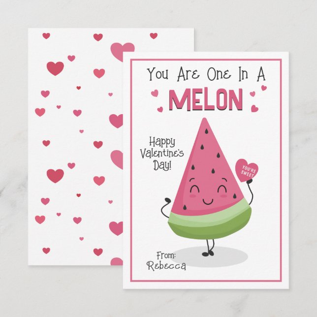 Du är en i ett Melon Valentines klassrumskort Inbjudningar (Fram/baksida)