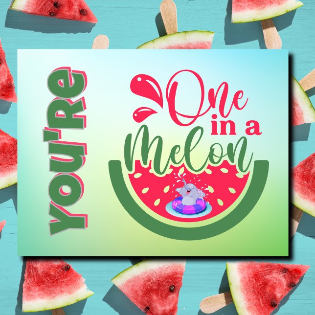 Du är en i Melon Elephant Thinking of You Vykort (Skapare uppladdad)