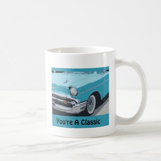 Du är en klassiker, blått Chevy för klassiker 1955 Kaffemugg (Höger)