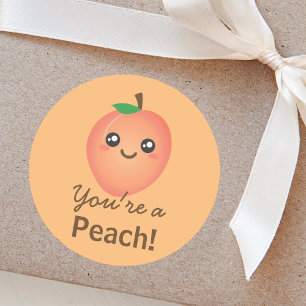 Du är en Peach Sweet Kawaii Cute Funny Foodie Runt Klistermärke