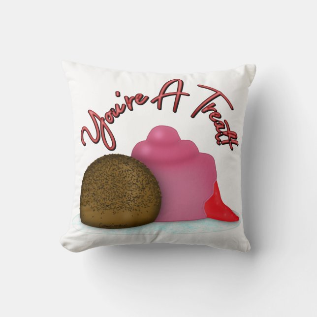 Du är en plågad jordgubbsdag Alla hjärtans dag. Kudde (Framsida)