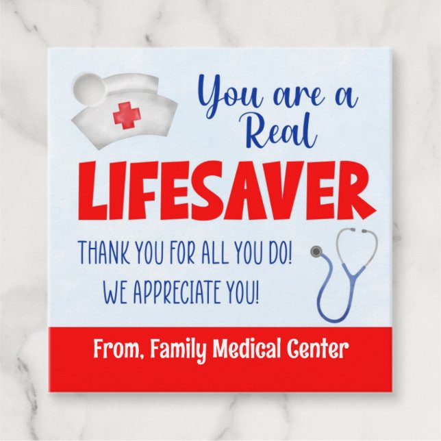 Du är en riktig Lifesaver-sjukvärdering Gåvor Etiketter (Framsida)