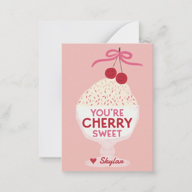 Du är en söt klassrumsvalentin för Cherry Anteckningskort (Framsida)