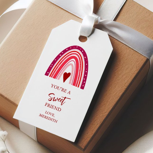 Du är en söt vän Valentine Boho Rainbow Presentetikett (Skapare uppladdad)