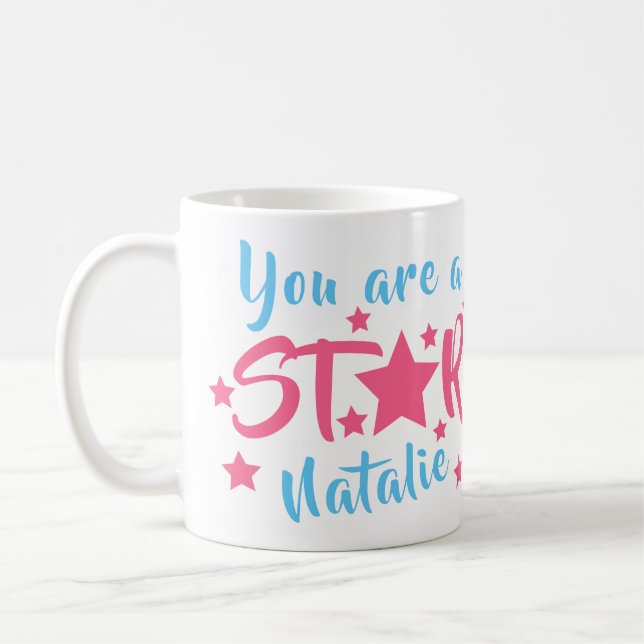 Du är en Star Rosa Stars Personlig Namn Kaffemugg (Vänster)