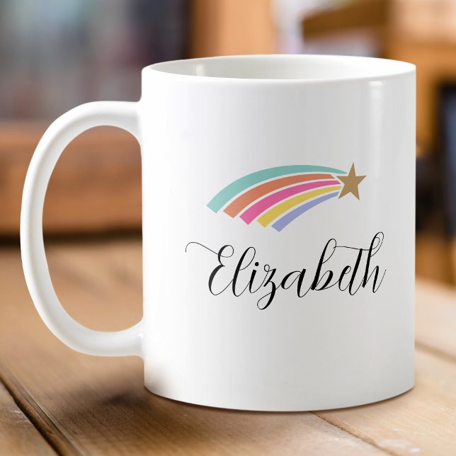 Du är en stjärna! Rainbow Personlig Namn Kaffemugg (Skapare uppladdad)