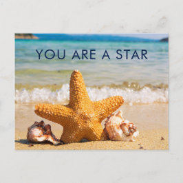 Du är en stjärna, Starfish och Seashells på Beach Vykort