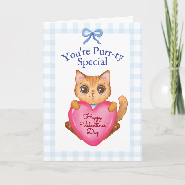 Du är en Super-Special Katt-Valentinesdag kattunge Kort (Framsida)
