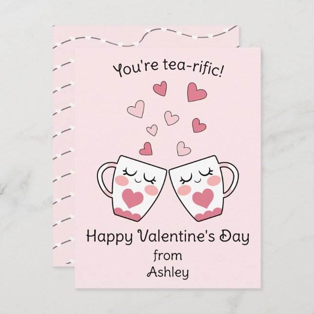 Du är en Tea-rifik Söt Unge Klass Valentinesdag  Julkort (Fram/baksida)