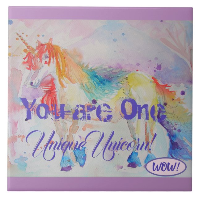 Du är en unik Unicorn! damflickor Kakelplatta (Framsidan)