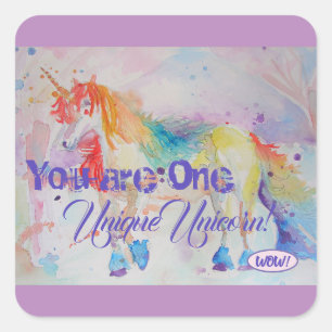 Du är en unik Unicorn! Regnbågeklistermärkeflic Fyrkantigt Klistermärke