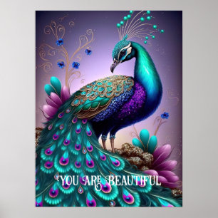 Du är en vacker Peacock-inspirationsoffert Poster