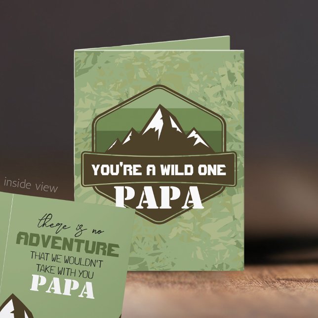 Du är en Vild ett tackkort med en vikt (You're a Wild One Personalized Adventure Card. For Trips, Birthday, Father's Day & More)