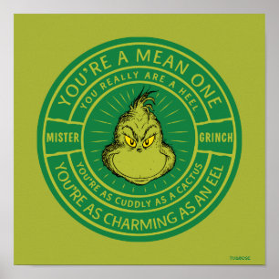 Du är ett Elak, ett Mister Grinch Badge Poster
