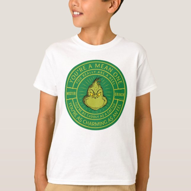 Du är ett Elak, ett Mister Grinch Badge T Shirt (Framsida)