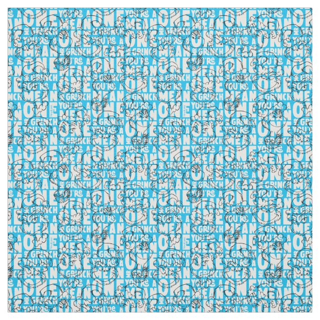 Du är ett Elak ett Mr Grinch Blue Mönster Tyg (Provkarta)