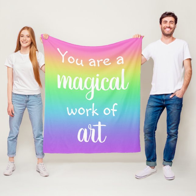 Du är ett magiskt verk av Art Rainbow Blanket Fleecefilt (På plats)