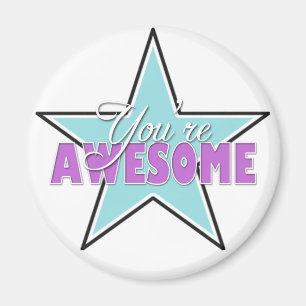 Du är FANTASTISK - Blue & Lila Star Magnets Magnet
