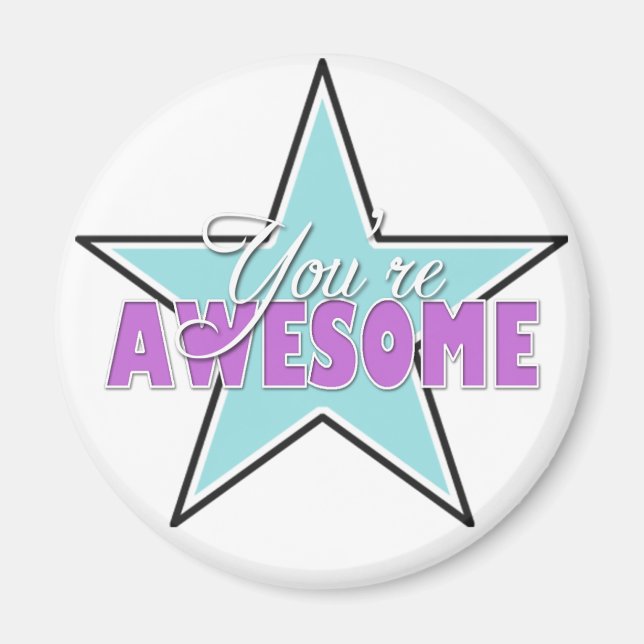 Du är FANTASTISK - Blue & Lila Star Magnets Magnet (Framsidan)