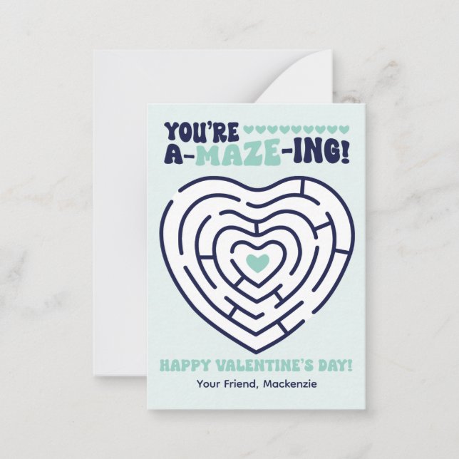 Du är fantastisk labyrint klassrum Valentine  Anteckningskort (Framsida)