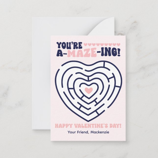 Du är fantastisk labyrint klassrumsvalentin  anteckningskort (Framsida)