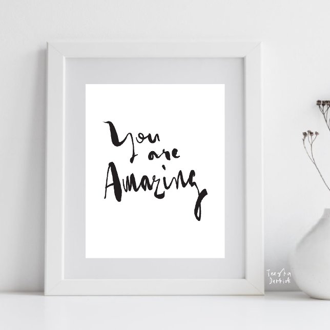 Du är fantastisk Minimalistisk Motiverande Inspire Poster (You are amazing Minimalist Motivational Poster Inspirational Quotes Home Office gift in Black White)