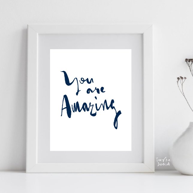 Du är fantastisk Minimalistisk Motiverande Inspire Poster (You are amazing Minimalist Motivational Poster Inspirational Quotes Home Office gift in Navy Blue)