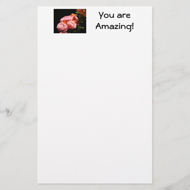 Du är fantastisk! presentpapper Rosa Rosor gåvor Brevpapper (Framsida)