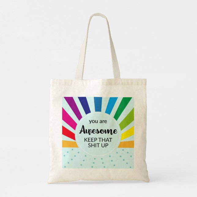 Du är Fantastisk Rainbow Motivational Tob Bag Tygkasse (Baksida)