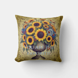 "Du är favoriten!" Blommigt Pillow Kudde